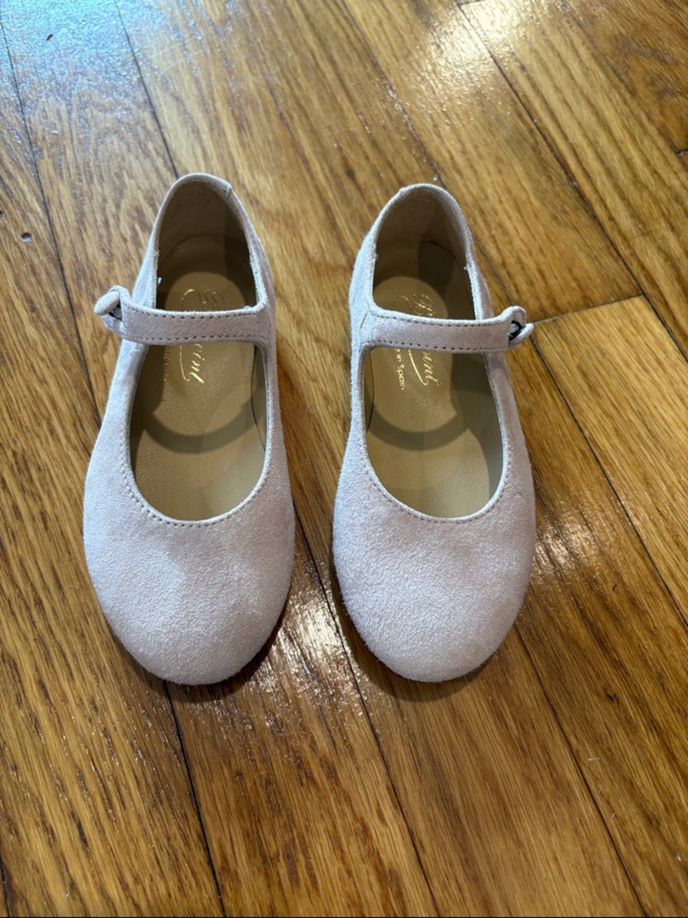 Bonpoint Girls Mary Jane Suede Flats in Light Pink